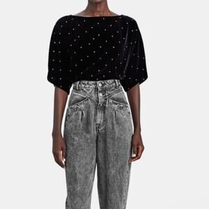 Intermix Hillary Crystal-Embellished Silk Velvet Top